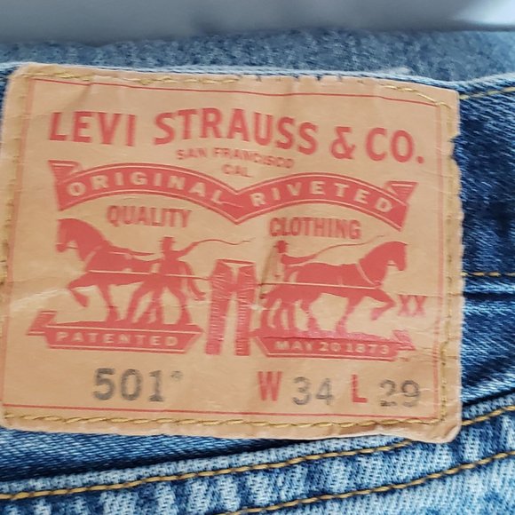 Levi 501 Button Fly Lot 3 Pairs Tag Size 34 X 29 Distressed Holes Tears - Picture 2 of 12